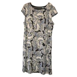 Liz Claiborne Paisley Shift Dress Size 18 Comfort Stretch Knee-Length Pullover